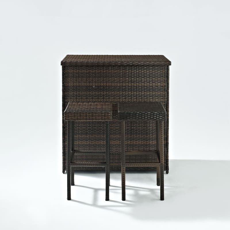 Palm Harbor 3 Piece Outdoor Wicker Bar Set - N/A
