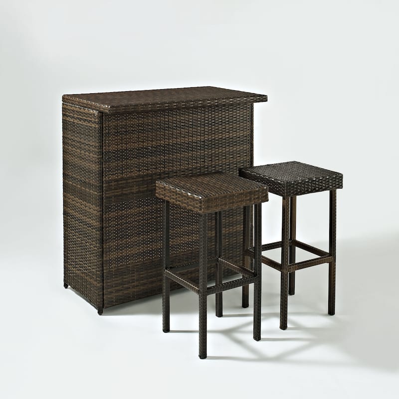 Palm Harbor 3 Piece Outdoor Wicker Bar Set - N/A