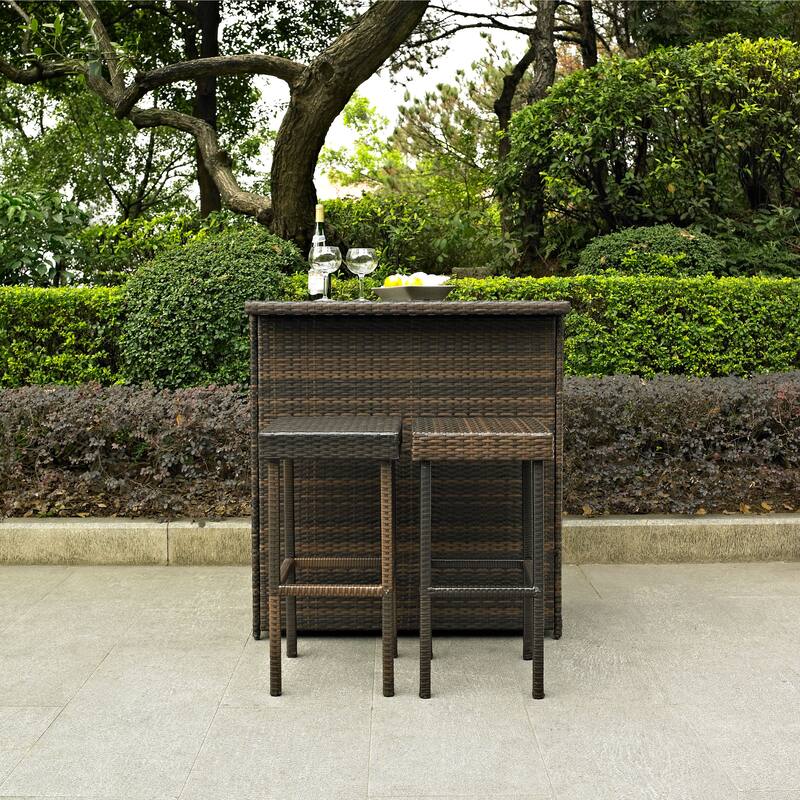 Palm Harbor 3 Piece Outdoor Wicker Bar Set - N/A