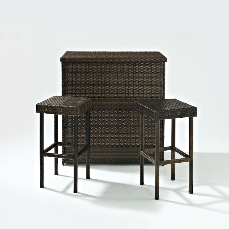 Palm Harbor 3 Piece Outdoor Wicker Bar Set - N/A