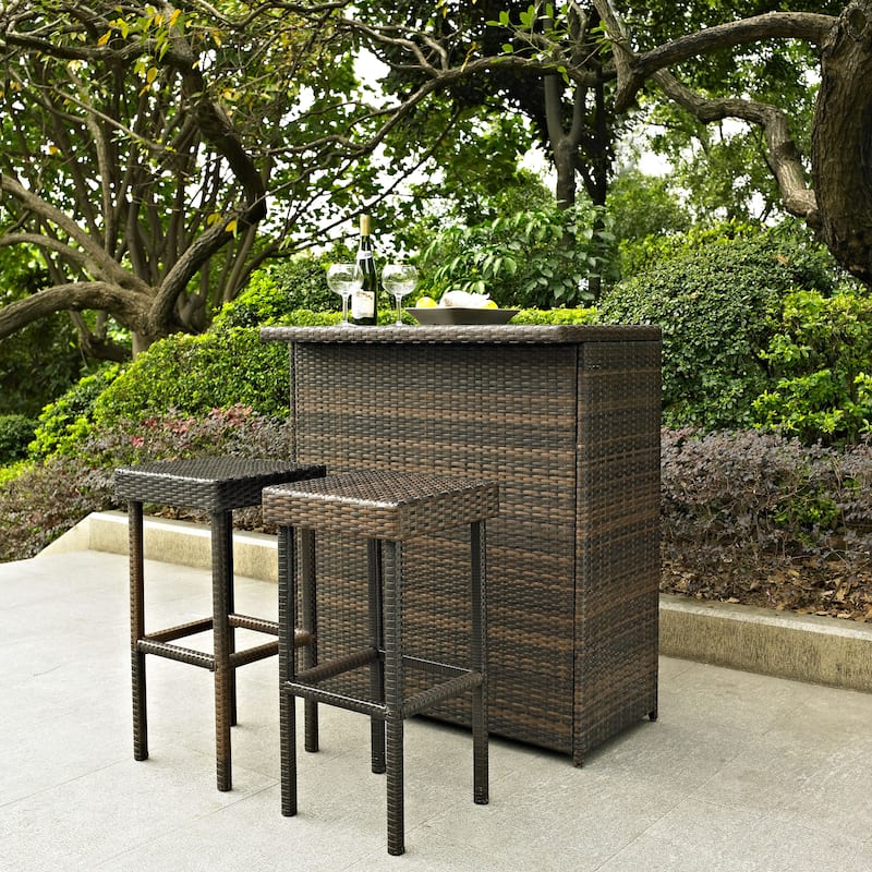 Palm Harbor 3 Piece Outdoor Wicker Bar Set - N/A