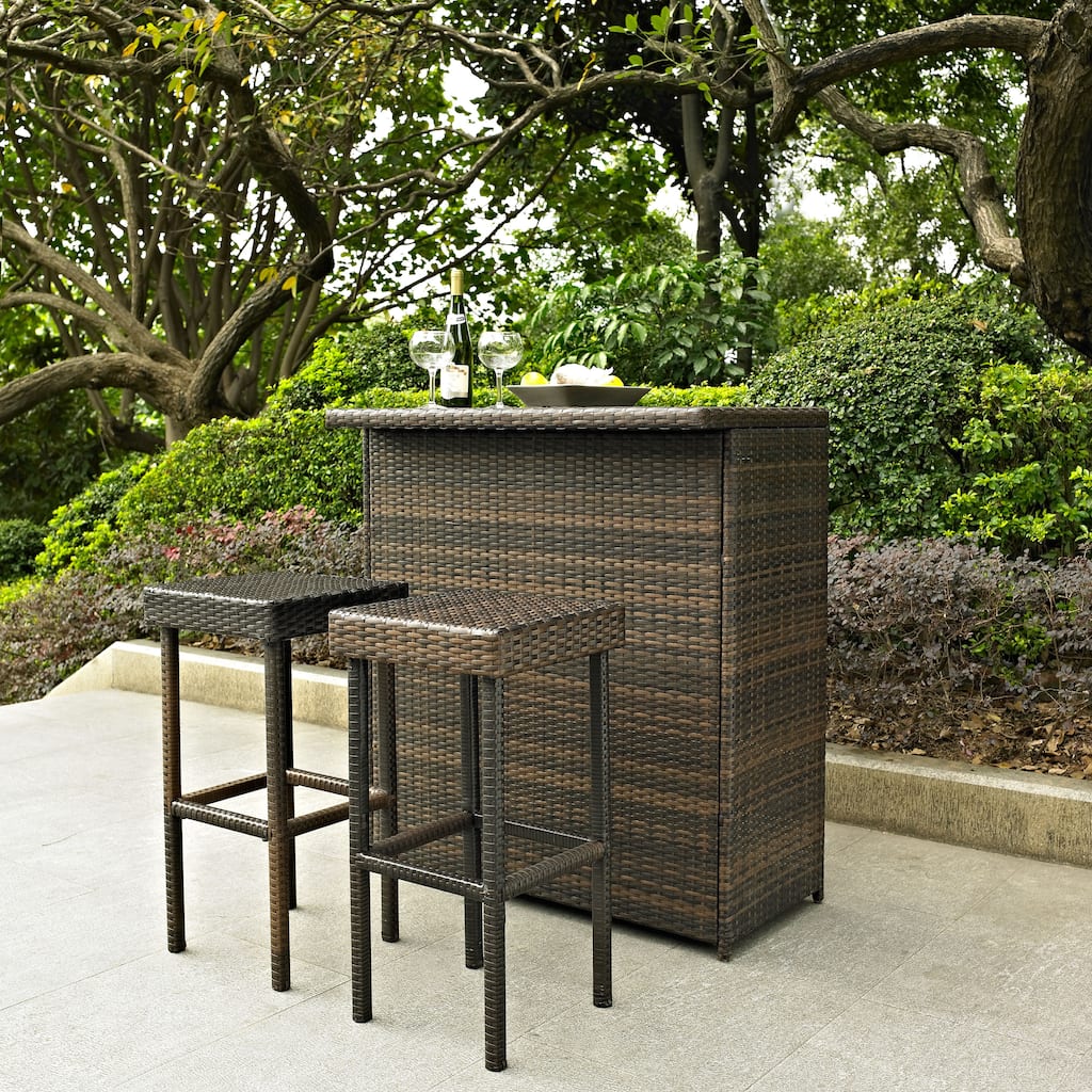 Palm Harbor 3 Piece Outdoor Wicker Bar Set - N/A
