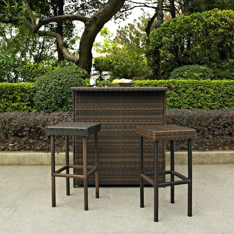 Palm Harbor 3 Piece Outdoor Wicker Bar Set - N/A