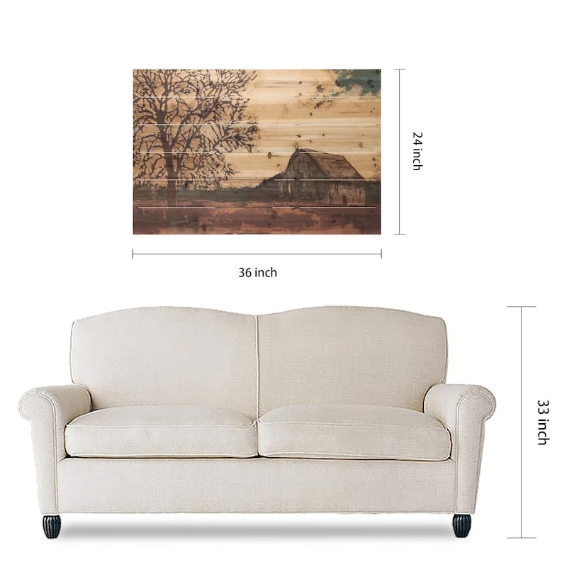 "Erstwhile Barn" Digital Wall Art Print on Solid Fir Wood Planks