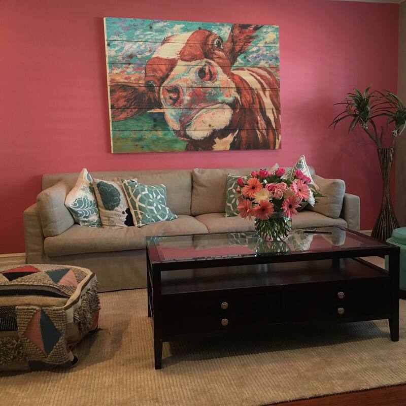 "Curious Cow" Arte de Legno Digital Print on Solid Wood Wall Art