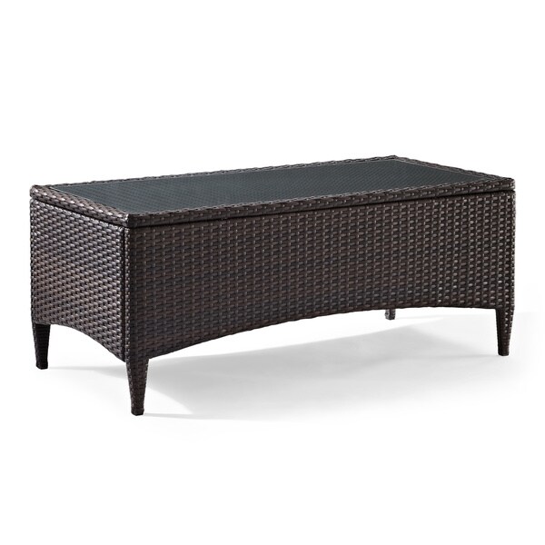 Kiawah Outdoor Wicker Glass Top Table