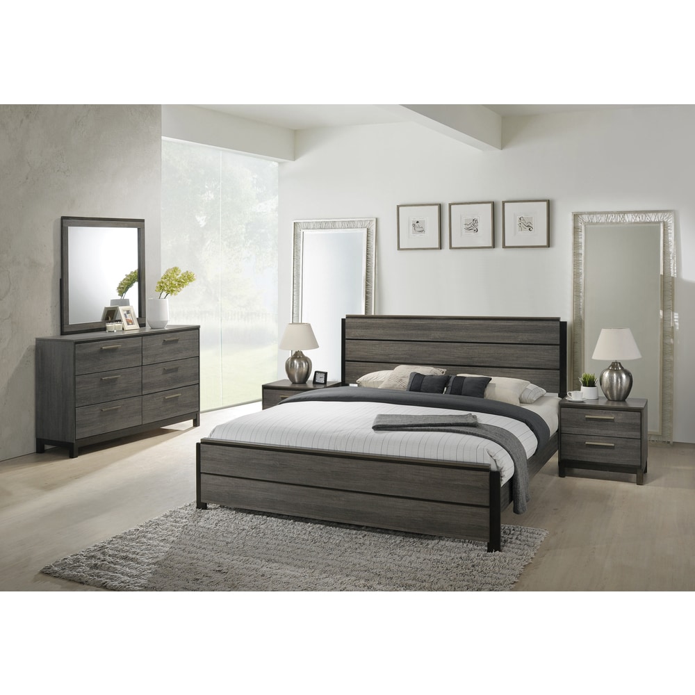 Ryan Bedroom Set 5Pc in Dark Gray by Global w/Options