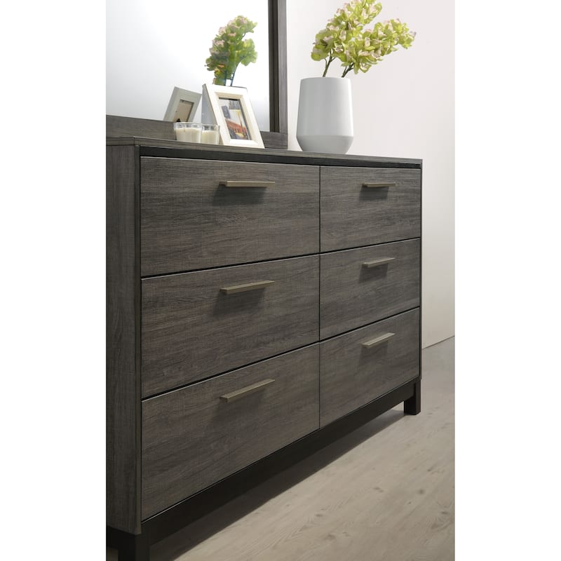 Roundhill Furniture Ioana Antique Grey Wood 5-piece King Size Bedroom Set