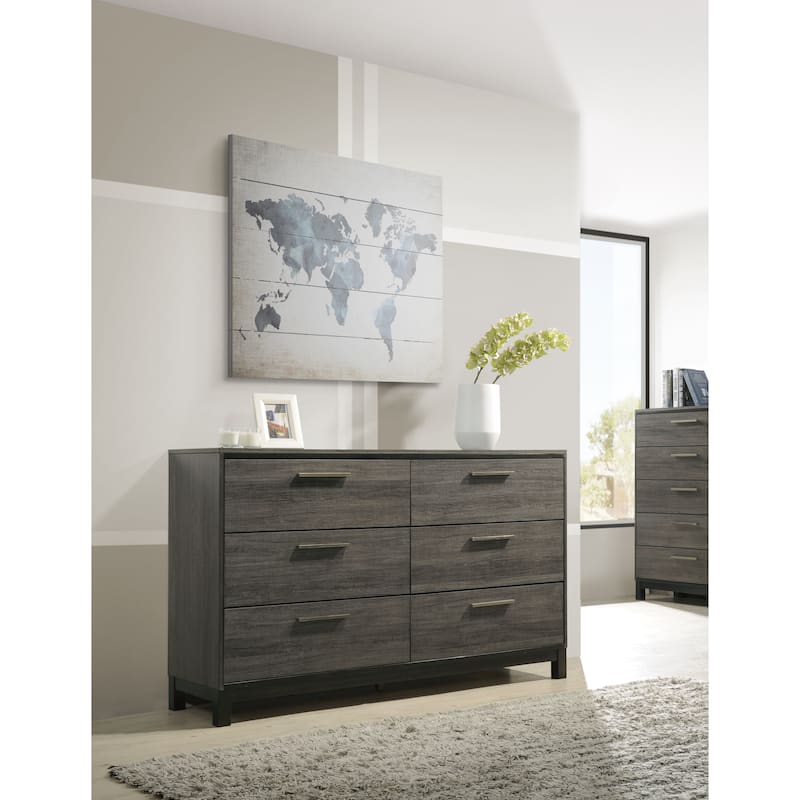Roundhill Furniture Ioana 187 Antique Grey Wood 6-piece King-size Bedroom Set
