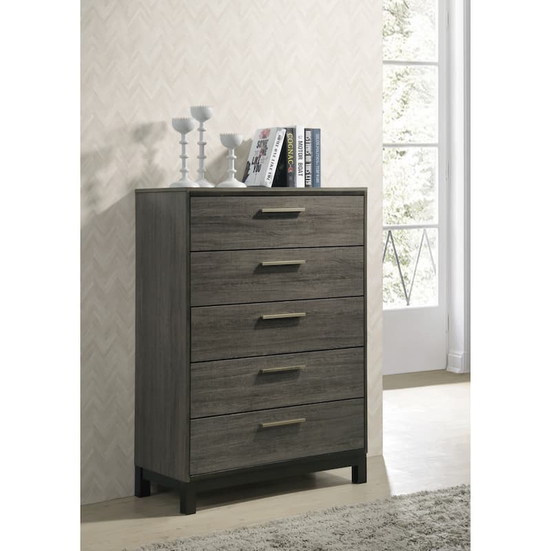 Roundhill Furniture Ioana 187 Antique Grey Wood 6-piece King-size Bedroom Set
