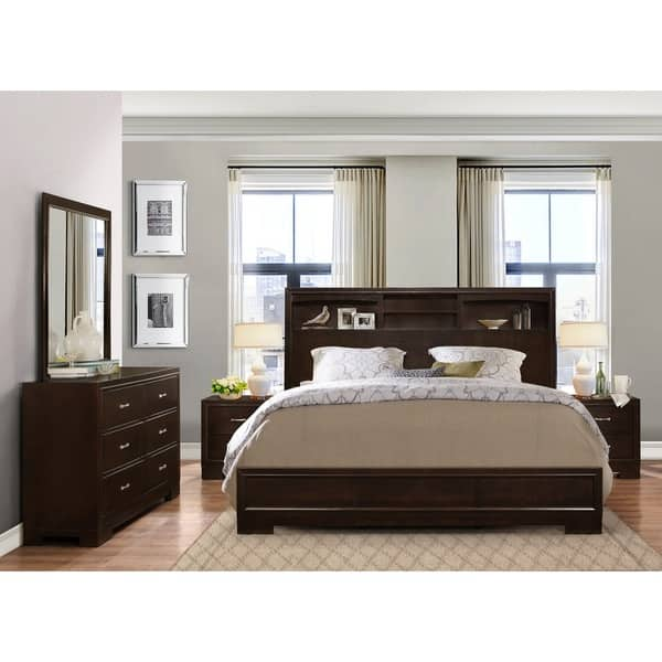 Shop Montana Walnut Modern 4 Piece Wood Bedroom Set With