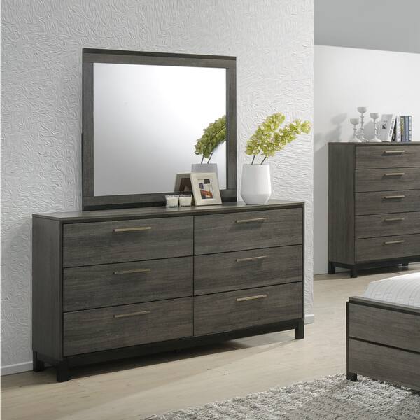 Roundhill Furniture Ioana 187 Antique Grey Wood Bed Room Set