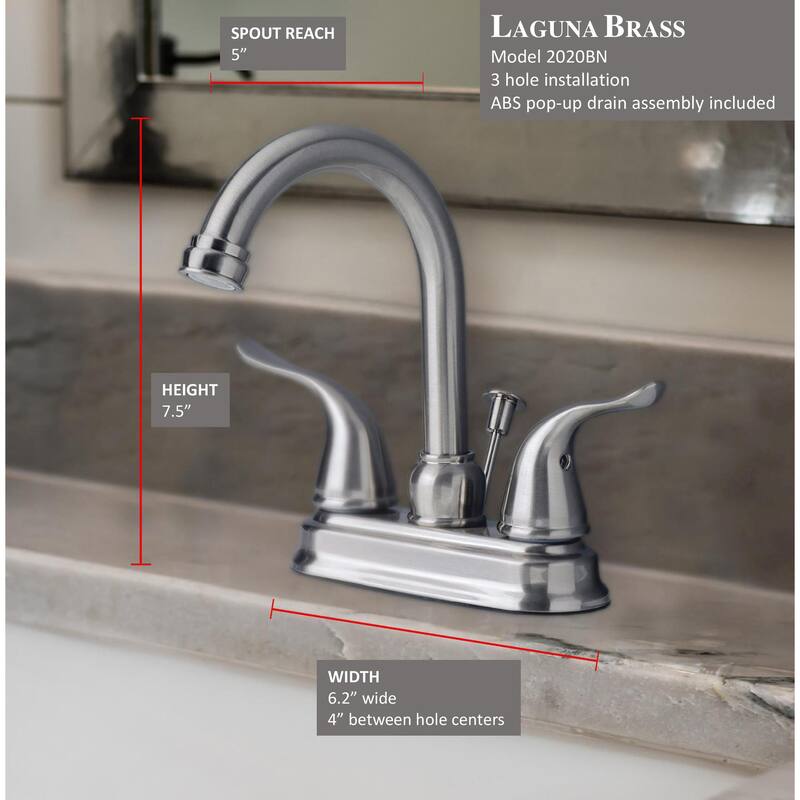 Laguna Brass 2020 Two Handle Centerset Lavatory Faucet with Pop-Up Drain