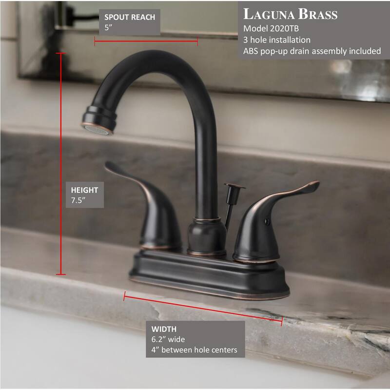 Laguna Brass 2020 Two Handle Centerset Lavatory Faucet with Pop-Up Drain