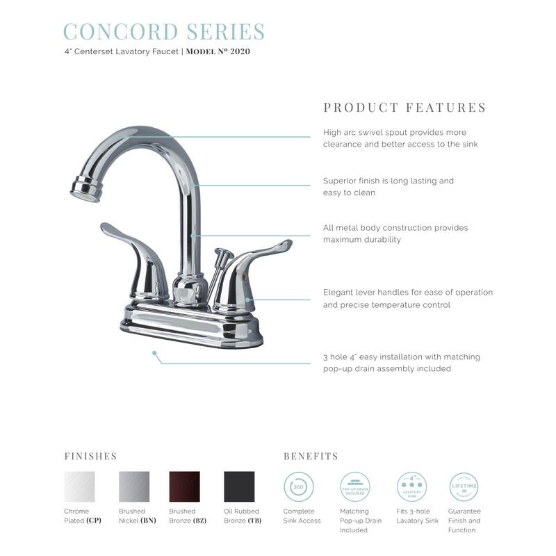 Laguna Brass 2020 Two Handle Centerset Lavatory Faucet with Pop-Up Drain