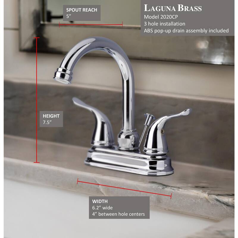 Laguna Brass 2020 Two Handle Centerset Lavatory Faucet with Pop-Up Drain