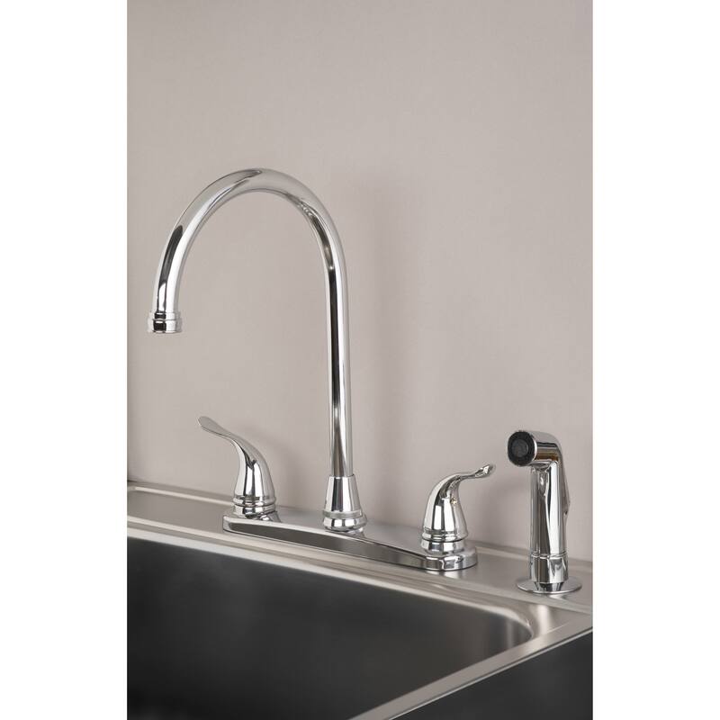 Builders Shoppe Two Handle High Arc Kitchen Faucet with Side Spray