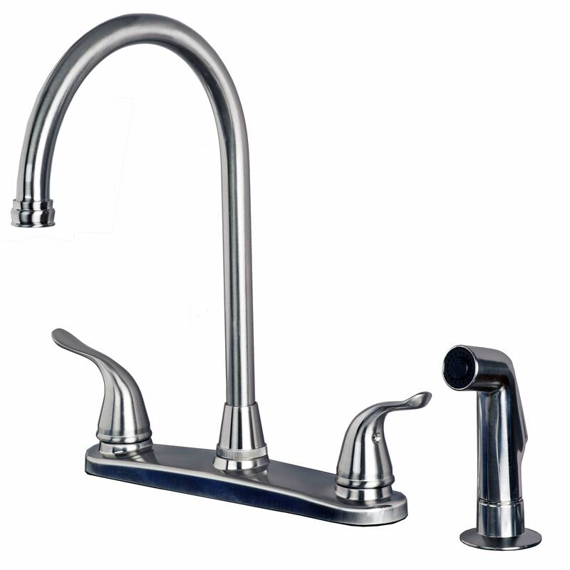 Builders Shoppe Two Handle High Arc Kitchen Faucet with Side Spray - Chrome Finish