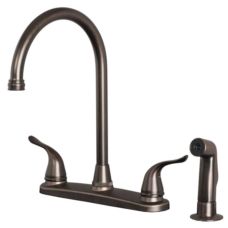 Builders Shoppe Two Handle High Arc Kitchen Faucet with Side Spray