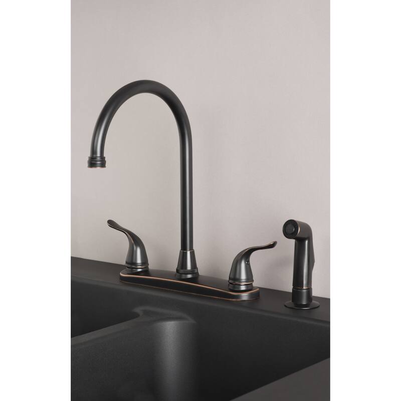 Builders Shoppe Two Handle High Arc Kitchen Faucet with Side Spray