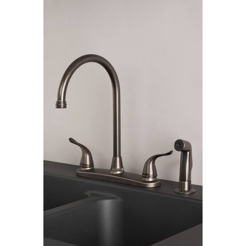 Builders Shoppe Two Handle High Arc Kitchen Faucet with Side Spray
