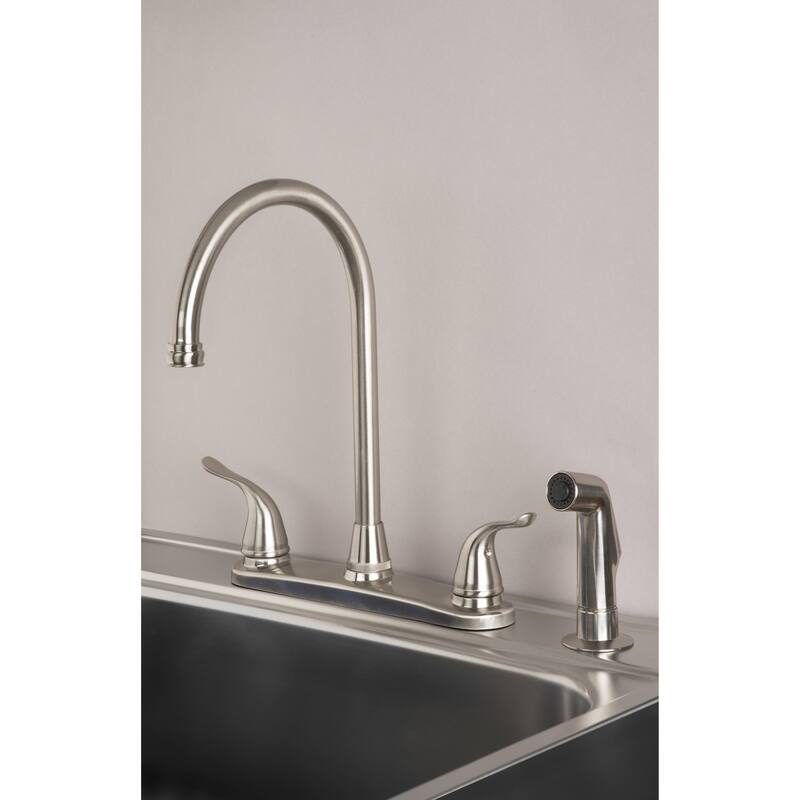 Builders Shoppe Two Handle High Arc Kitchen Faucet with Side Spray