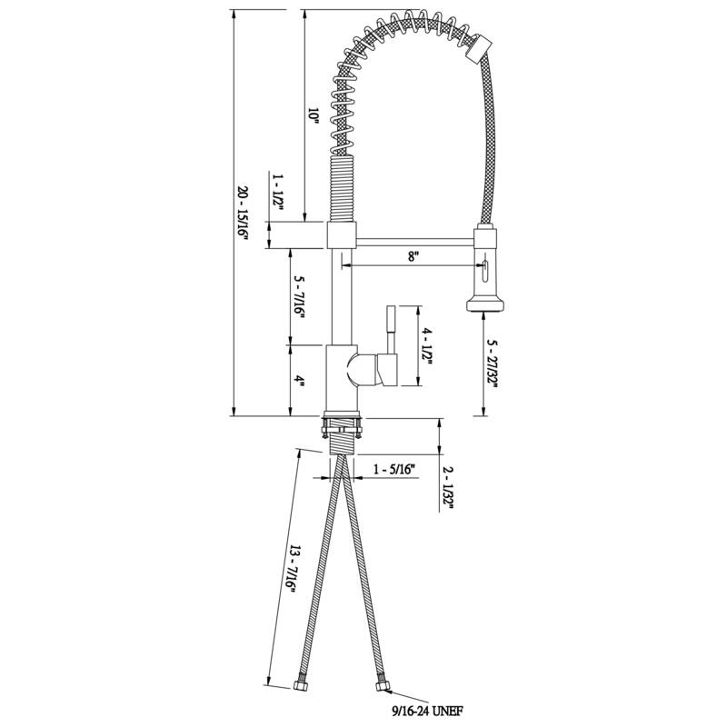 Builders Shoppe Contemporary Single Handle 21" Spring Pull-Down Kitchen Faucet