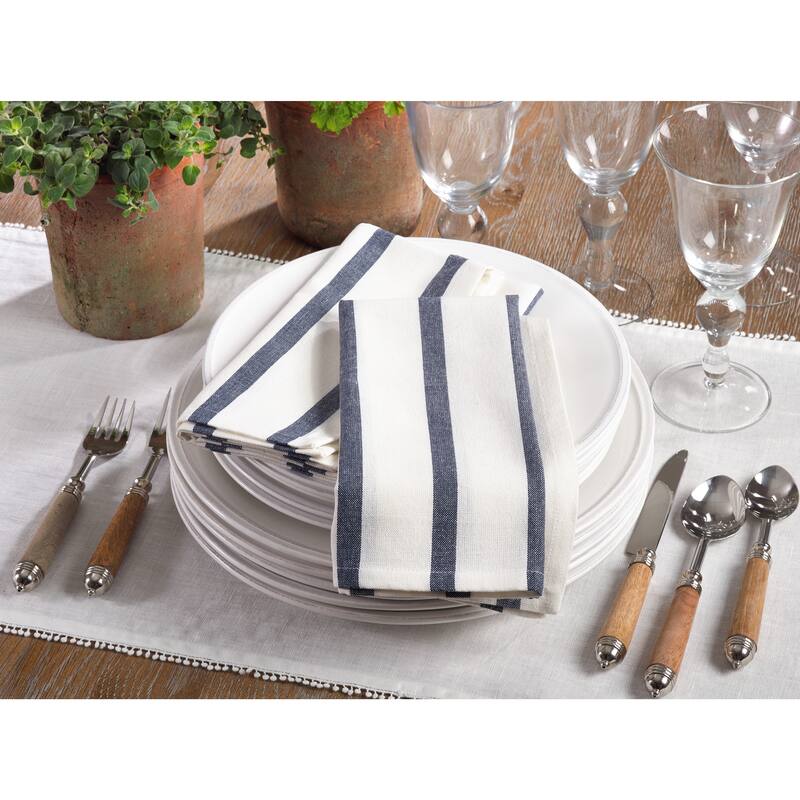 Striped Printed Design Cotton Napkin - Set of 4