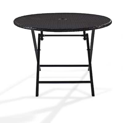Palm Harbor Wicker Outdoor Folding Table - N/A