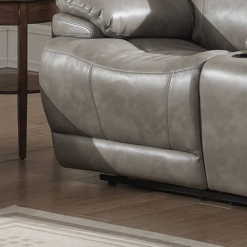 Estella Grey Italian Leather Contemporary Power Reclining Loveseat