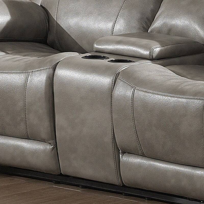 Estella Grey Italian Leather Contemporary Power Reclining Loveseat
