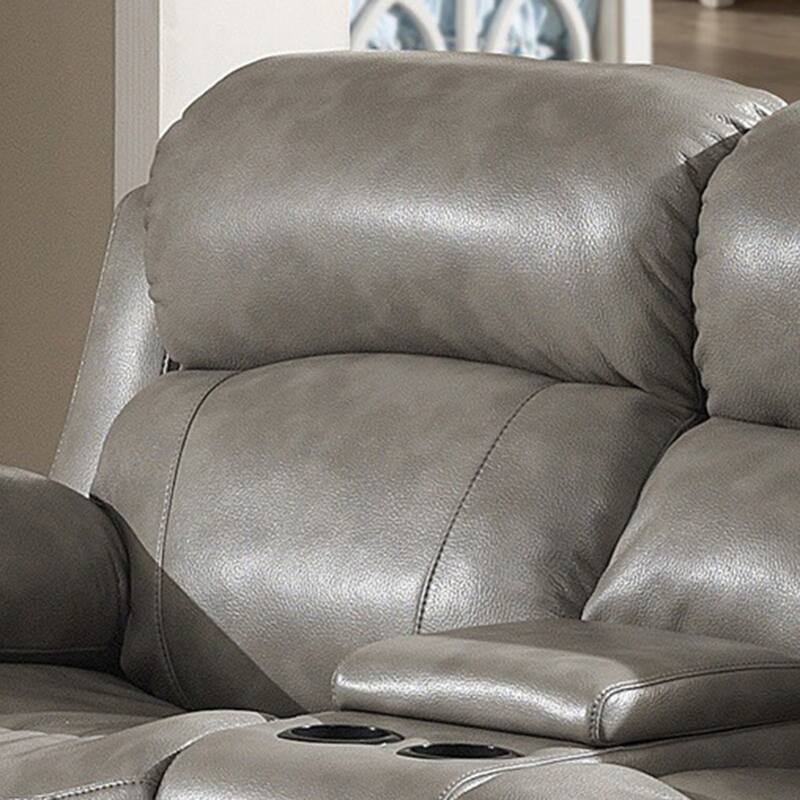 Estella Grey Italian Leather Contemporary Power Reclining Loveseat
