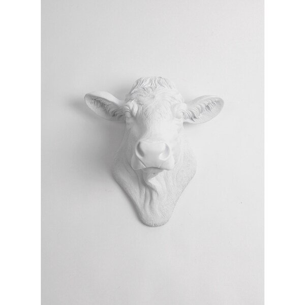 Shop The Bessie in White, Faux Cow Head Wall Mount by White Faux