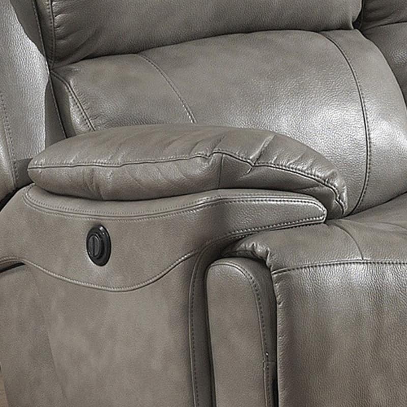 Estella Grey Italian Leather Contemporary Power Reclining Sofa