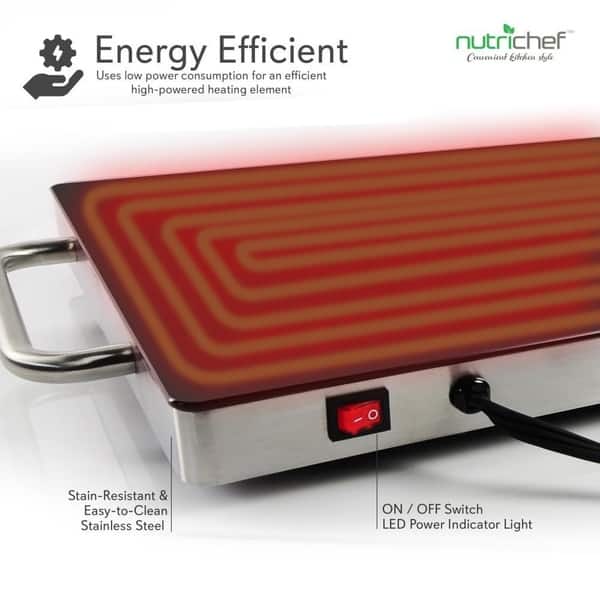 Electric Warming Tray / Food Warmer Glass Surface Stainless Steel Buffet  Tray