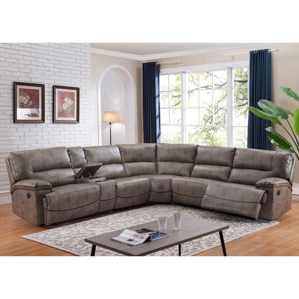 Shop Donovan 6 Piece Sectional Sofa with Power Reclining Seats and ...