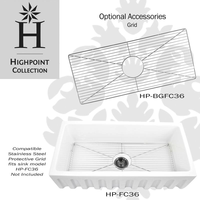 Highpoint Collection Bottom Grid for HP-FC36 - 36-inch Fireclay Farmhouse Sink
