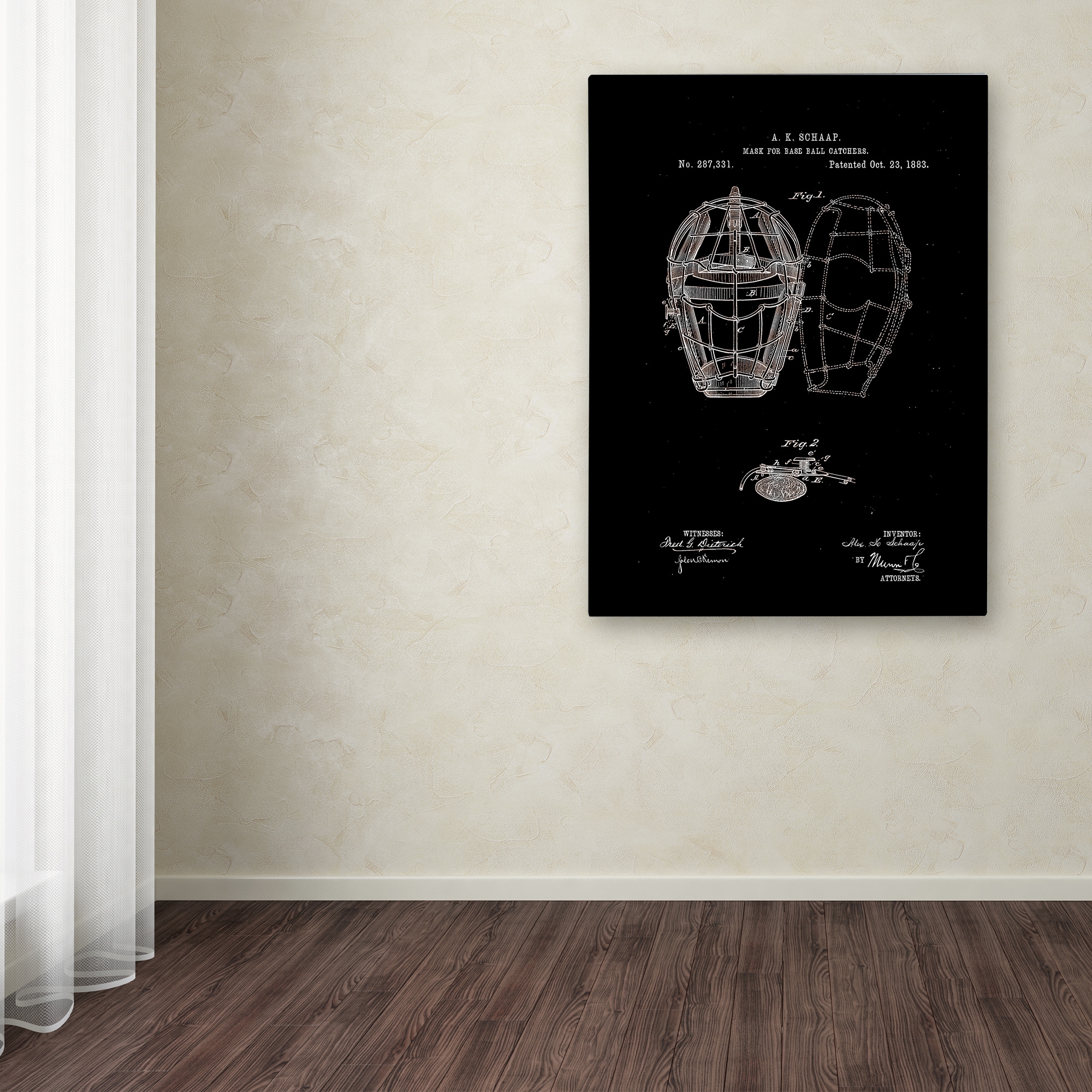 Claire Doherty 'Catcher's Mask Patent 1883 White' Ornate Framed Art - Bed  Bath & Beyond - 15263842