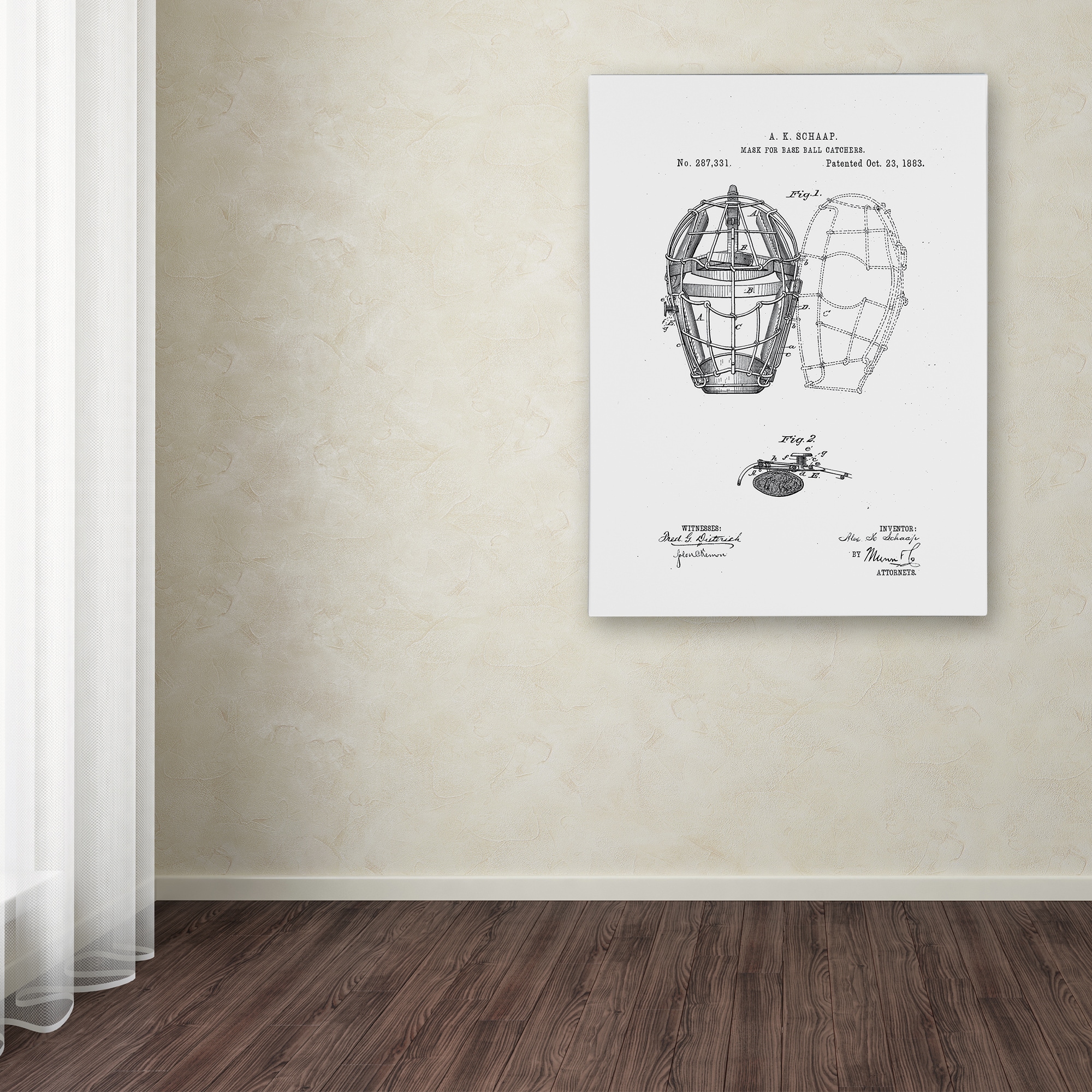 Claire Doherty 'Catcher's Mask Patent 1883 White' Ornate Framed Art - Bed  Bath & Beyond - 15263842