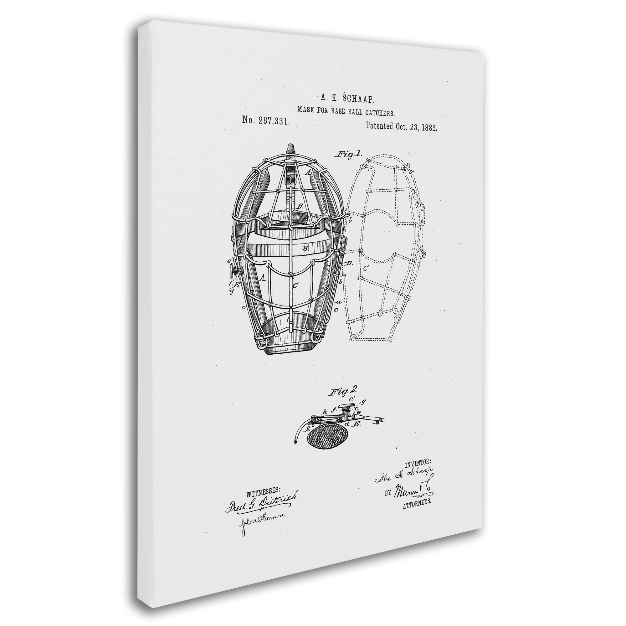 Claire Doherty 'Catcher's Mask Patent 1883 White' Ornate Framed Art - Bed  Bath & Beyond - 15263842