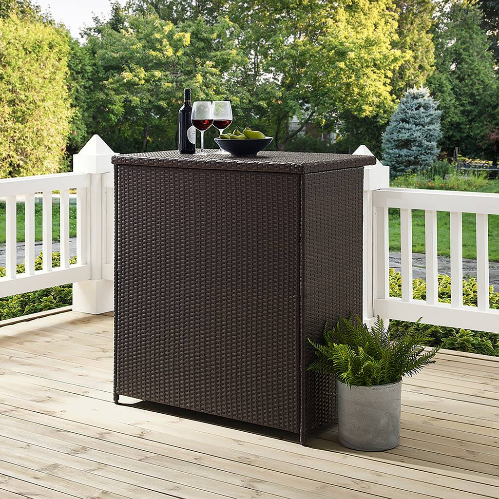 Palm Harbor Brown Wicker Outdoor Bar - 39.37 "W x 22 "D x 43 "H - 39.37 "W x 22 "D x 43 "H