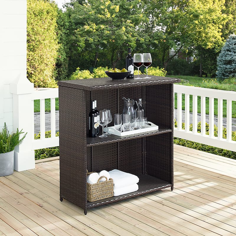 Palm Harbor Brown Wicker Outdoor Bar - 39.37 "W x 22 "D x 43 "H - 39.37 "W x 22 "D x 43 "H