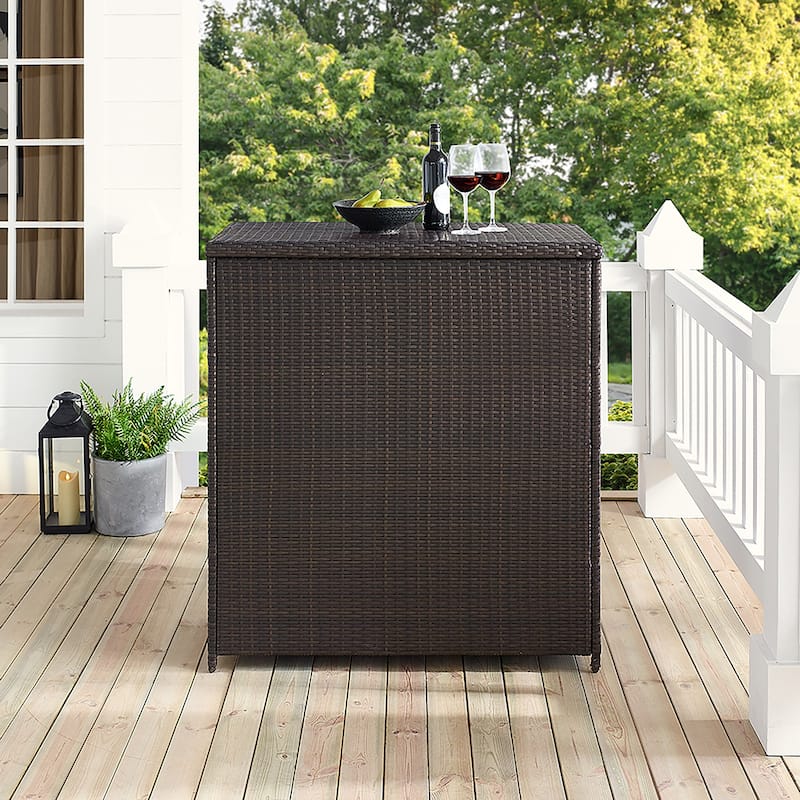 Palm Harbor Brown Wicker Outdoor Bar - 39.37 "W x 22 "D x 43 "H - 39.37 "W x 22 "D x 43 "H