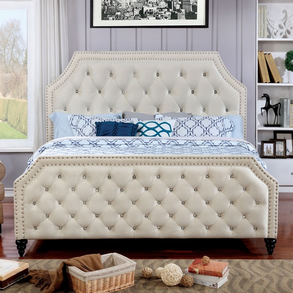 Furniture Of America Pele Contemporary Beige Fabric Tufted Full Furniture Of America Pele Contemporary Beige Fabric Tufted Full Size Bed