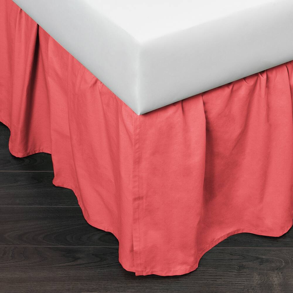 Brighton Coral Cotton 24-inch Drop 3 Piece Tuck in Bed Skirt