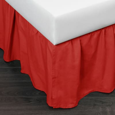 Brighton Red Cotton 24-inch Drop 3 Piece Tuck in Bed Skirt