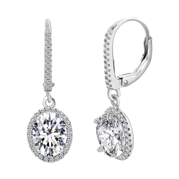Yellow Gold Flashed Sterling Silver 6mm Gemstone Dangling Round Half Hoop Stud Earrings