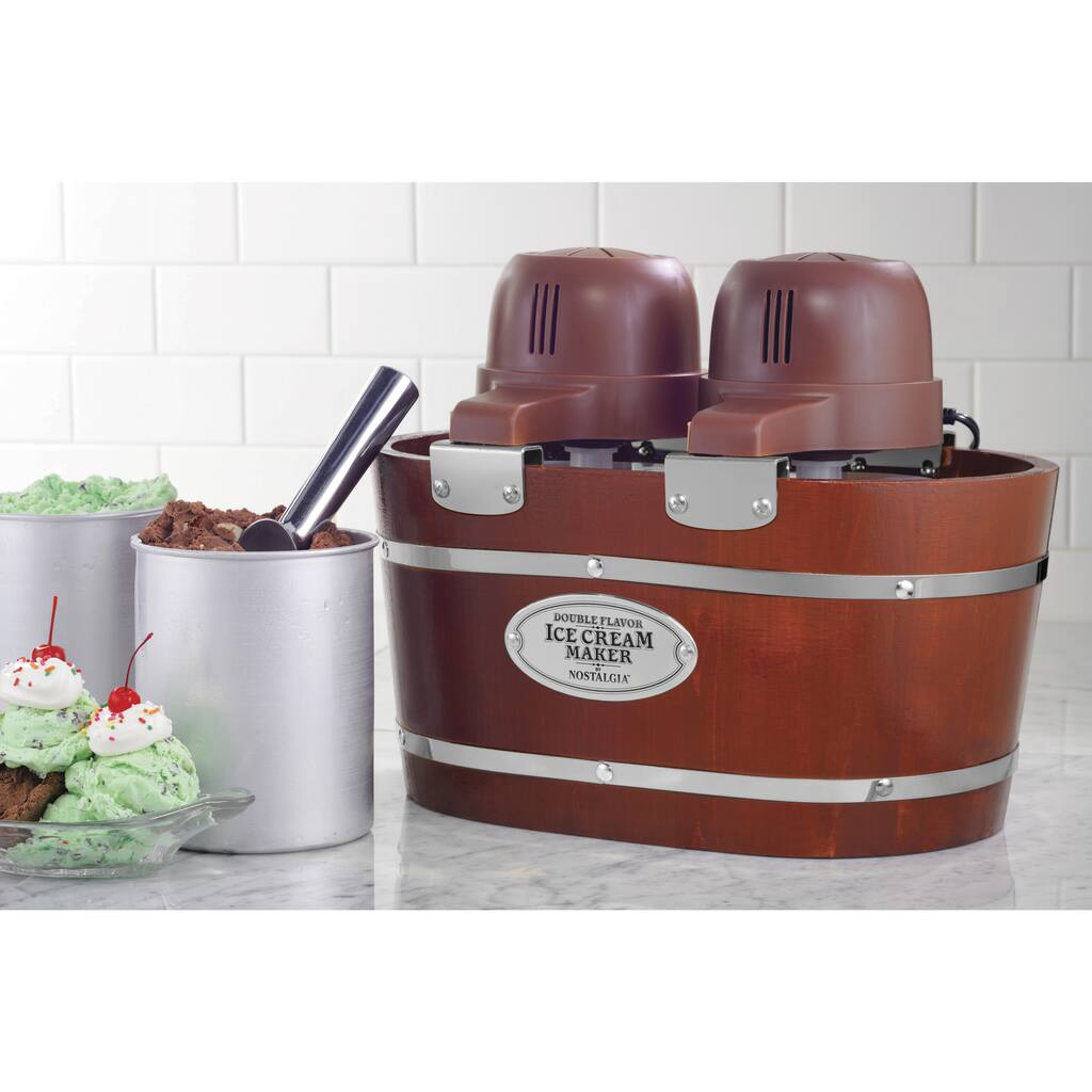 Nostalgia 4-Quart Electric Double Flavor Ice Cream Maker