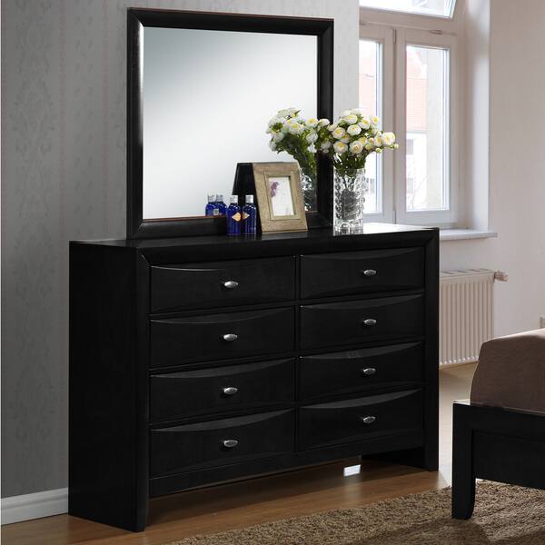 Blemerey 110 Black Bonded Leather Bed Group, Queen Bed, Dresser, Mirror, 2  Night Stands - Bed Bath & Beyond - 15002696