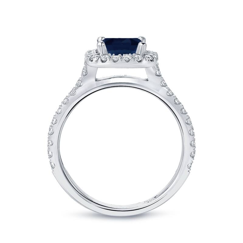 Auriya 14k Gold 1ct Blue Sapphire Halo Diamond Engagement Ring 2/5cttw
